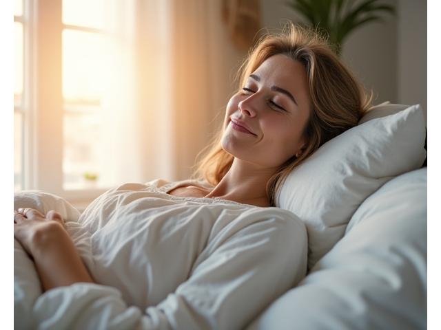 Jennifer sleeping peacefully as a result of improved sleep habits