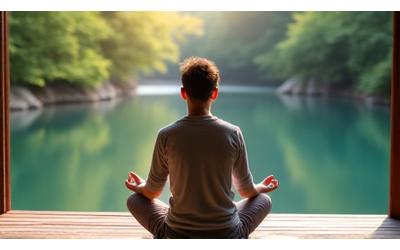 Person practicing mindful breathing in nature