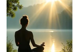 Person meditating peacefully outdoors