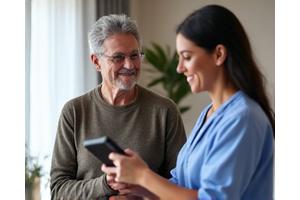 Doctor reviewing health data with a patient