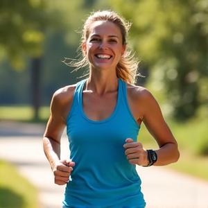 Jennifer jogging outdoors