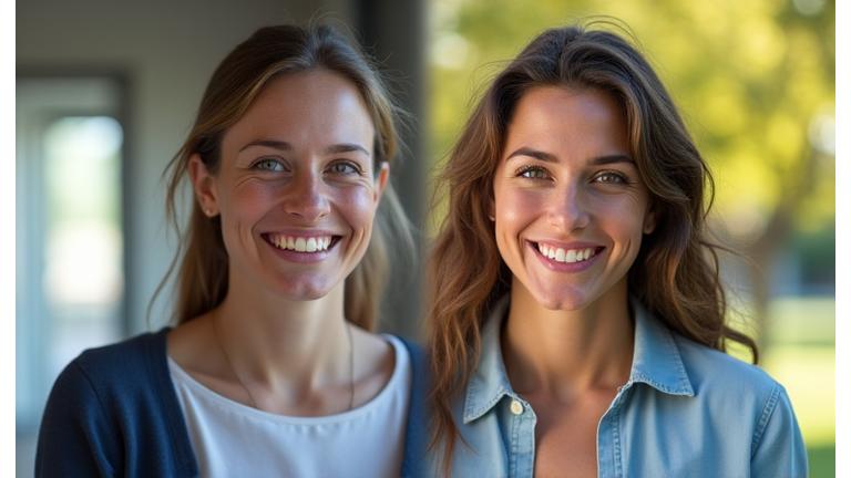 Side-by-side image of a person before and after adopting healthy lifestyle changes, showing increased vitality and happiness.