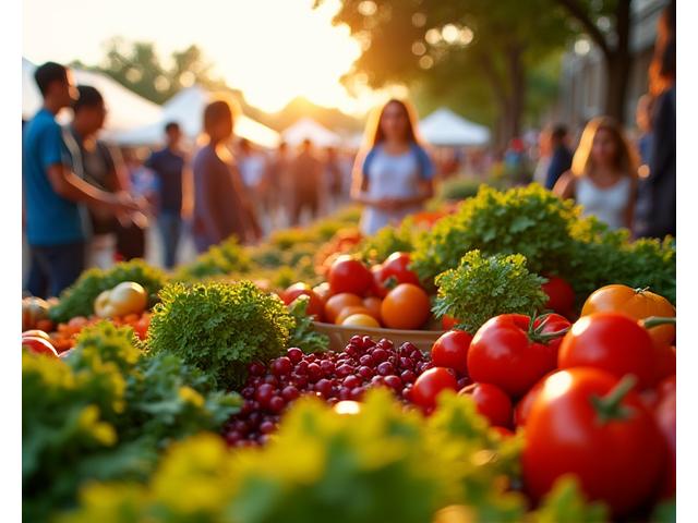 Vibrant Austin farmers market with fresh produce