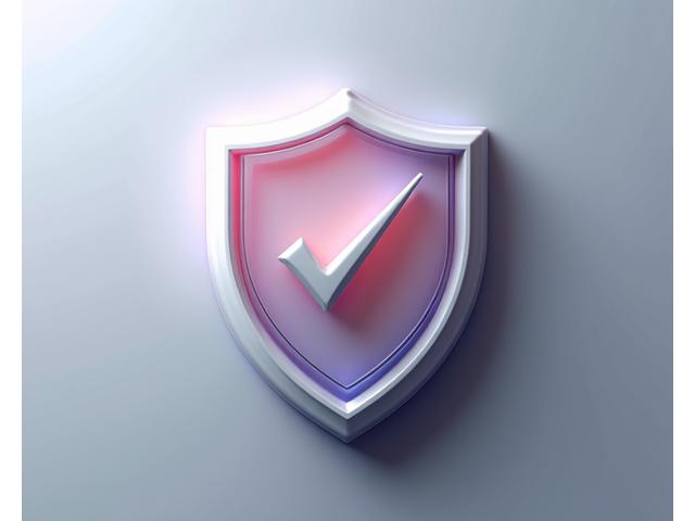 Stylized abstract shield with integrated checkmark, symbolizing protection and clear limitations, in brand colors.