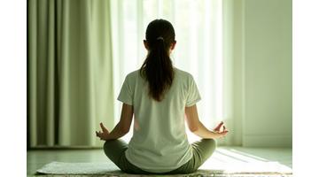 Person meditating in a calm setting