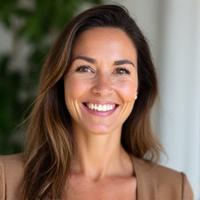 Portrait of Elara Vance, a Vitalign Wellspring wellness coach, smiling warmly.